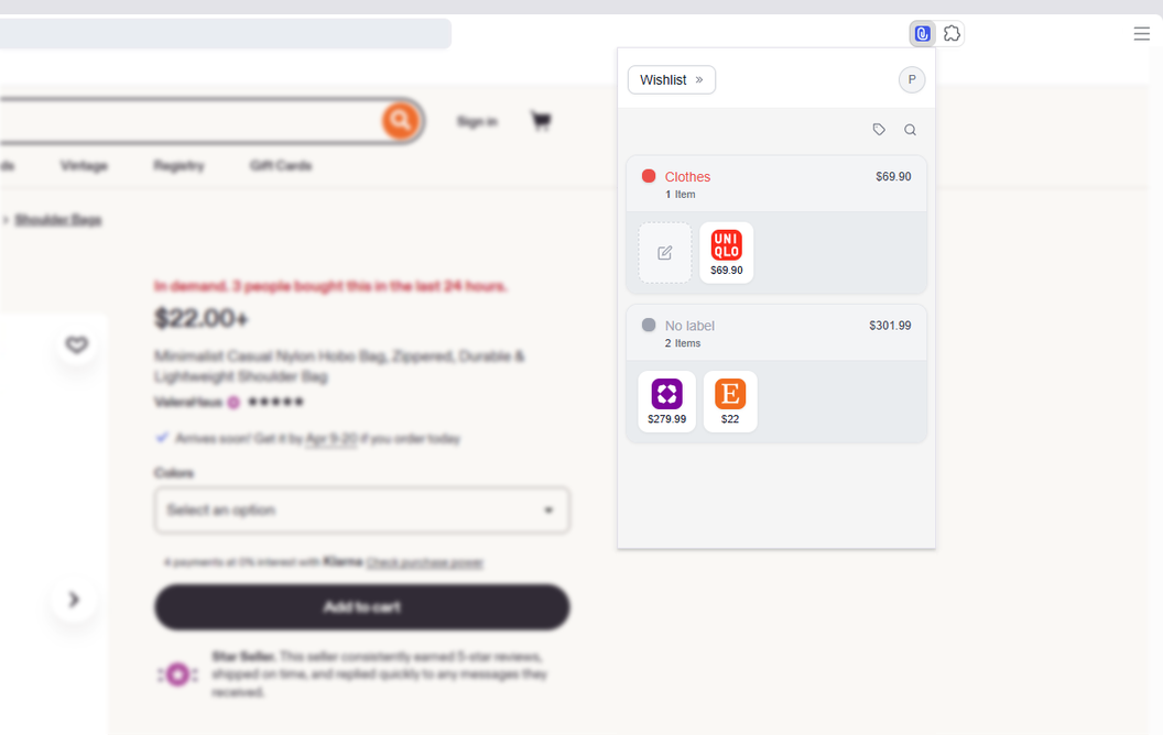 Organized product list